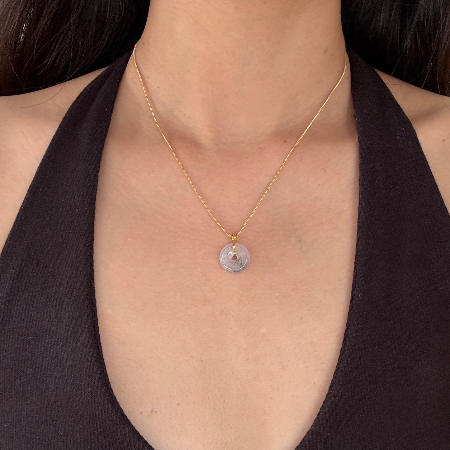 DUET | 18k Gold Sesame Jadeite Doughnut Pendant