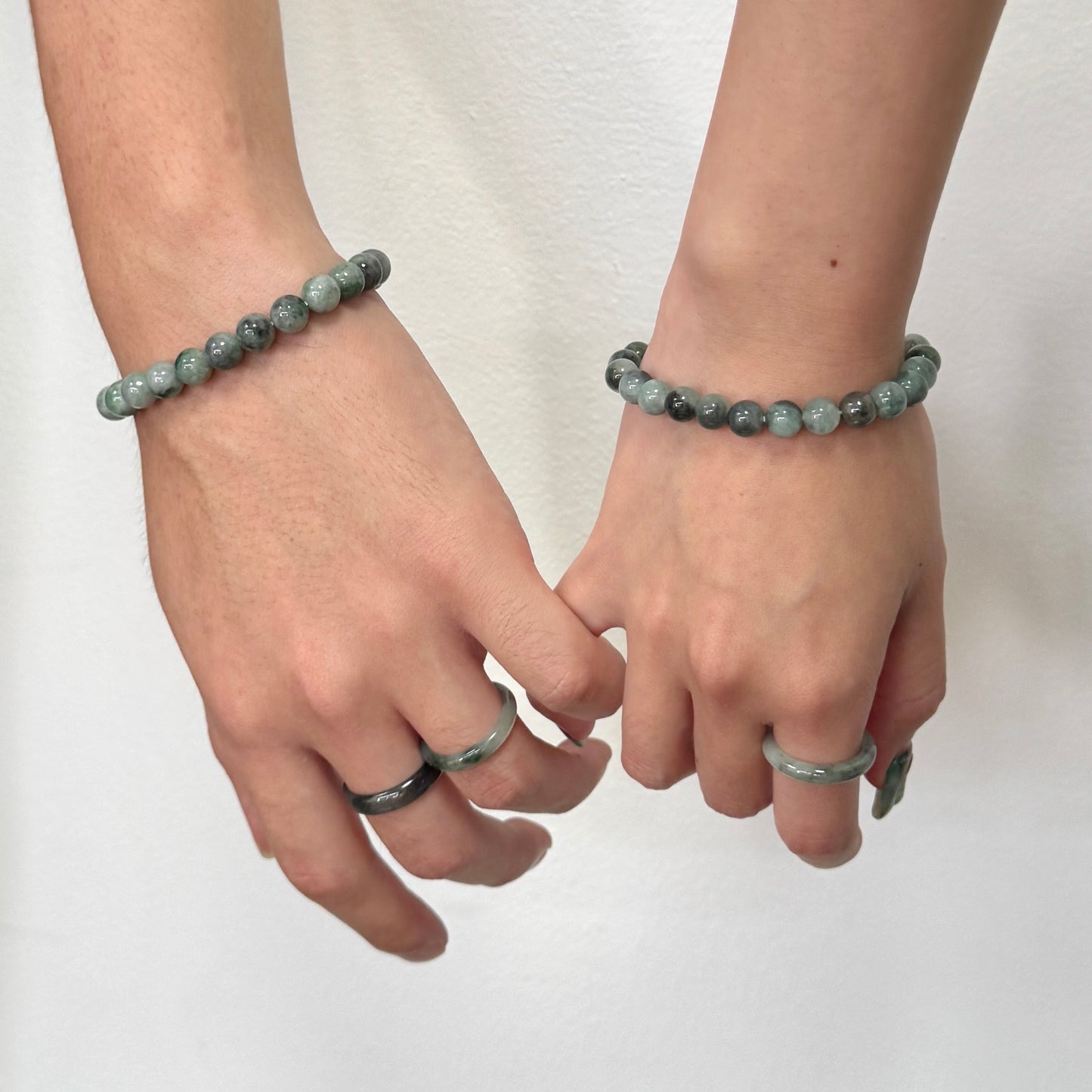 DUET | Green Grey Beaded Jadeite Bracelet