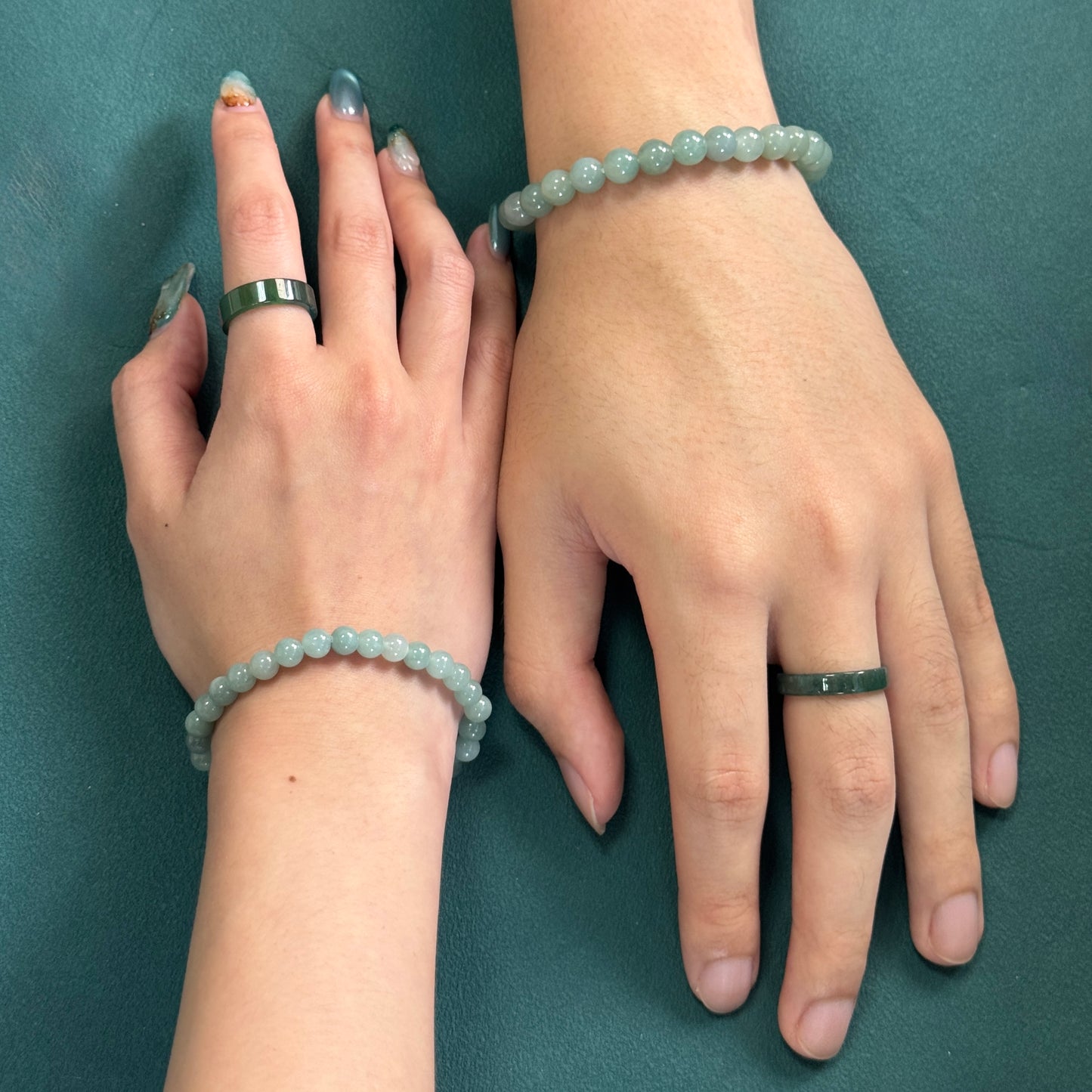 DUET | Sage Green Beaded Jadeite Bracelet