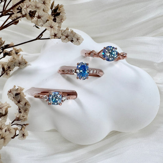 Ice Blue Moissanite Trio
