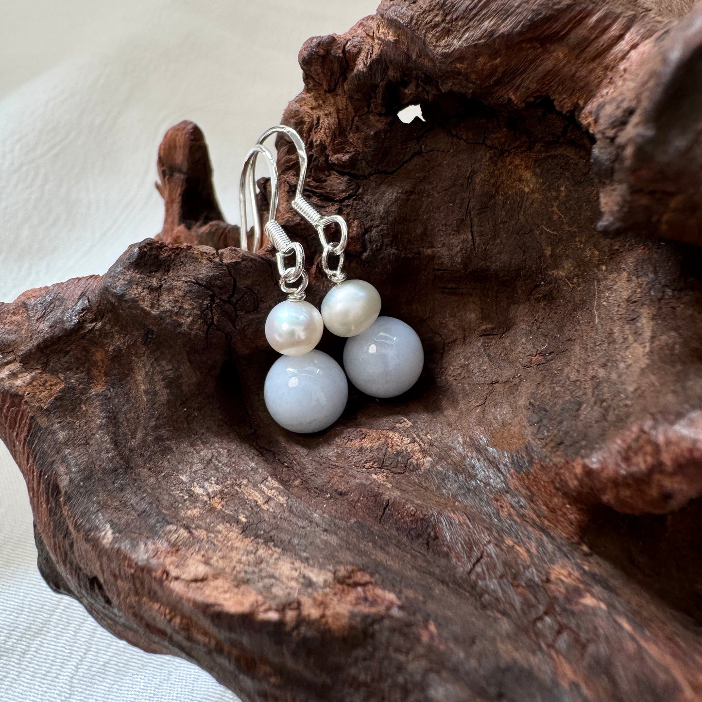ESTUARY | Freshwater Pearl x Jadeite Earrings