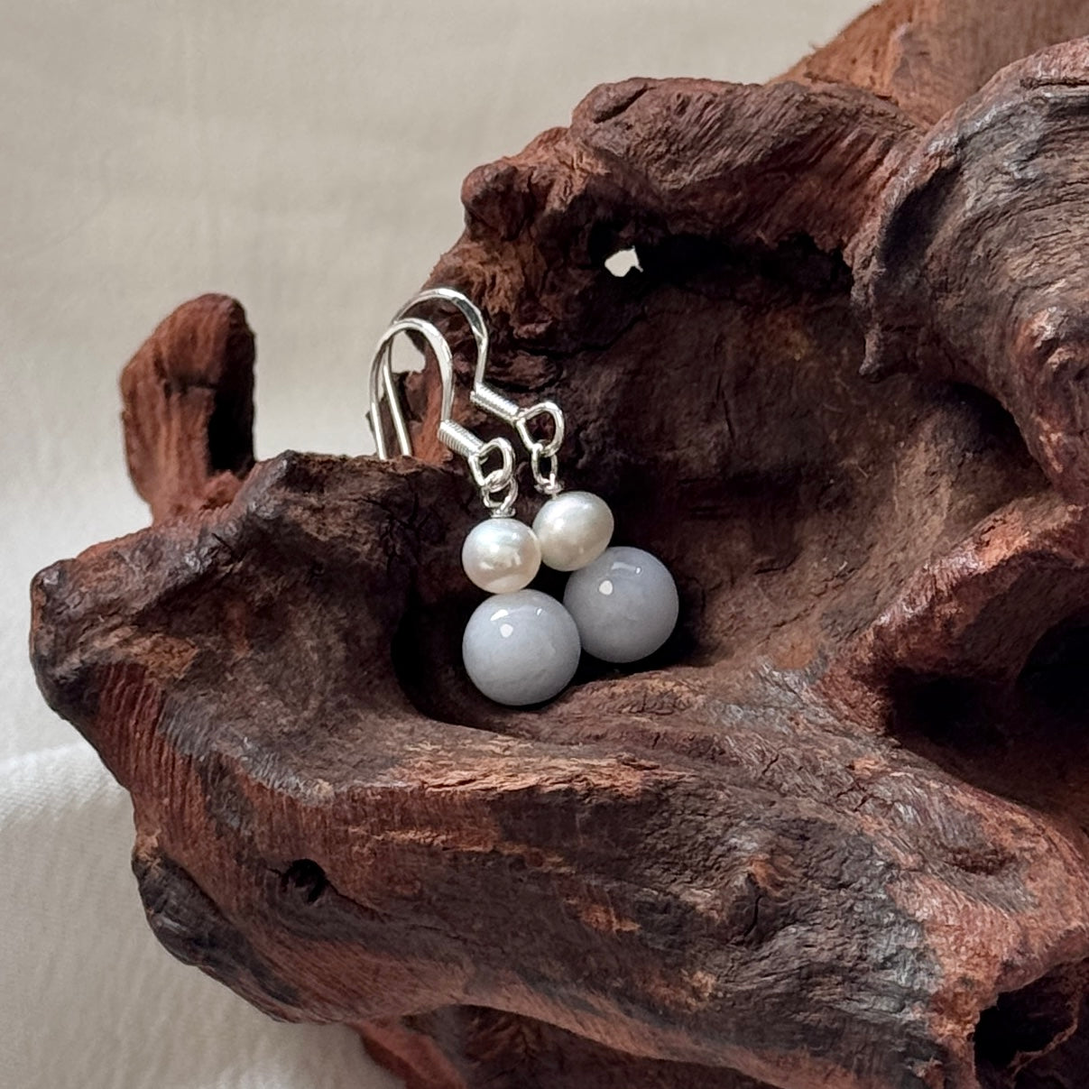 ESTUARY | Freshwater Pearl x Jadeite Earrings