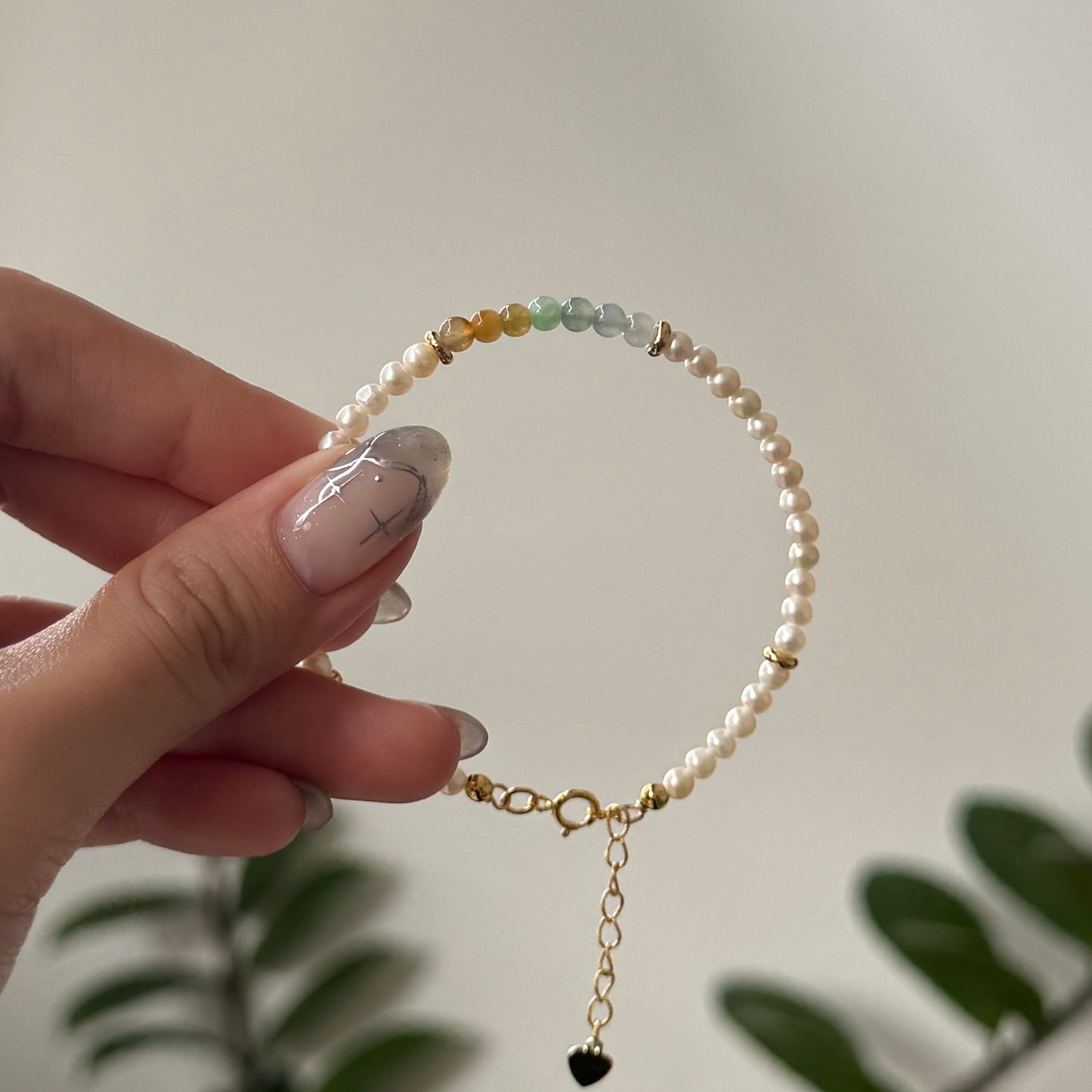 ESTUARY | Freshwater Pearl x Jadeite Rainbow Petite Bracelet