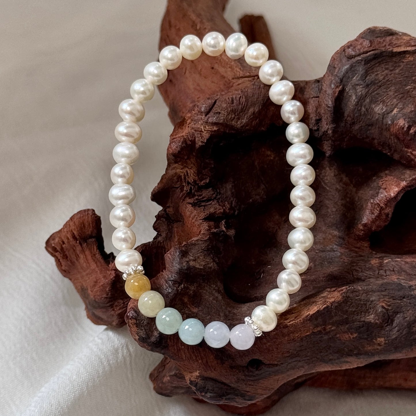 ESTUARY | Freshwater Pearl x Jadeite Rainbow Bracelet