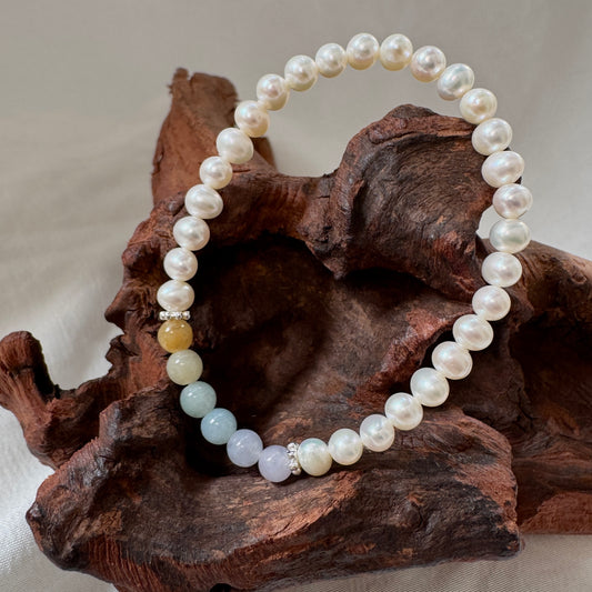 ESTUARY | Freshwater Pearl x Jadeite Rainbow Bracelet