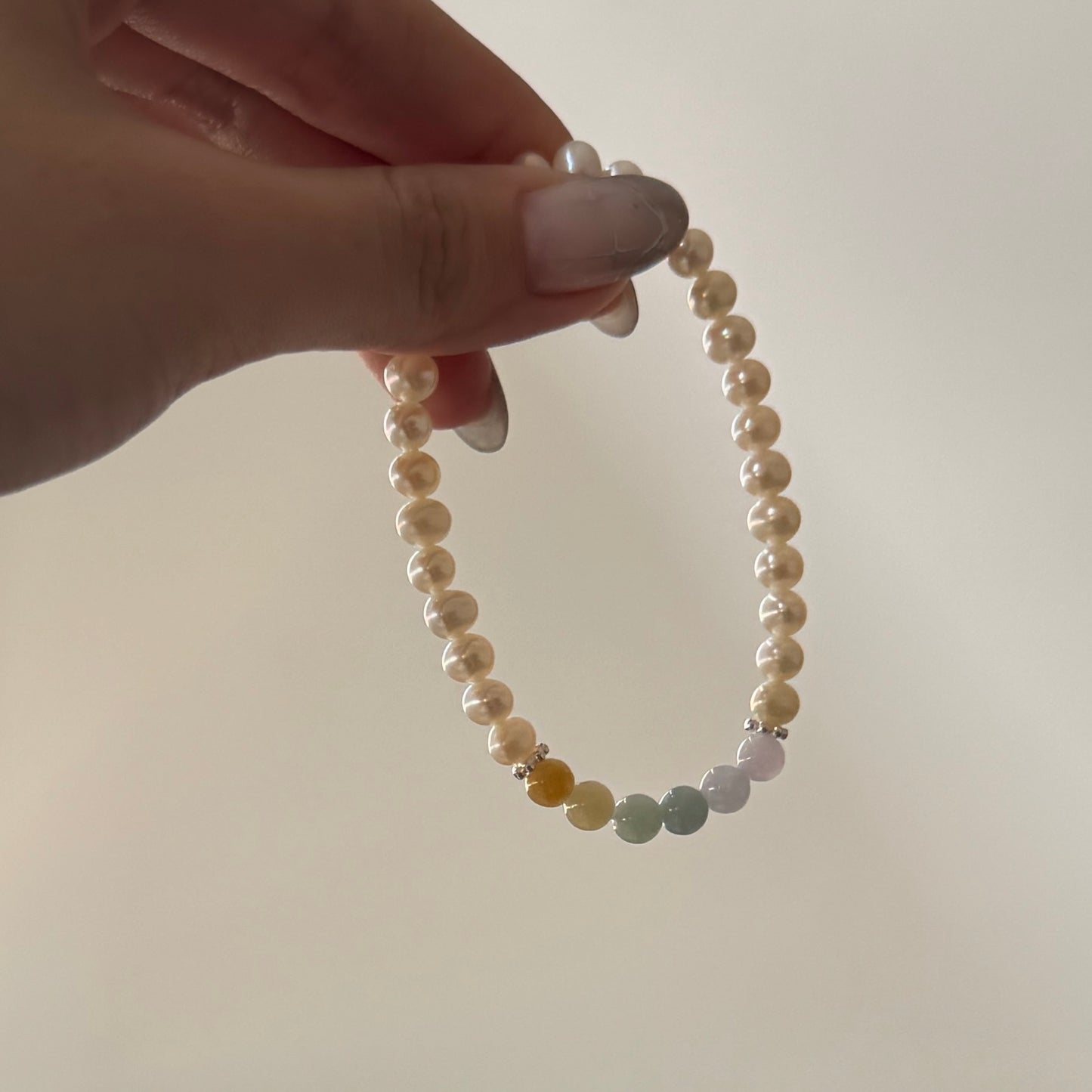 ESTUARY | Freshwater Pearl x Jadeite Rainbow Bracelet