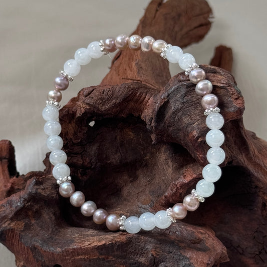 ESTUARY | Purple Freshwater Pearl x Jadeite Bracelet