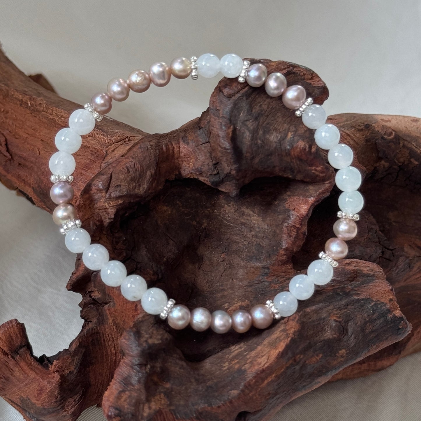ESTUARY | Purple Freshwater Pearl x Jadeite Bracelet