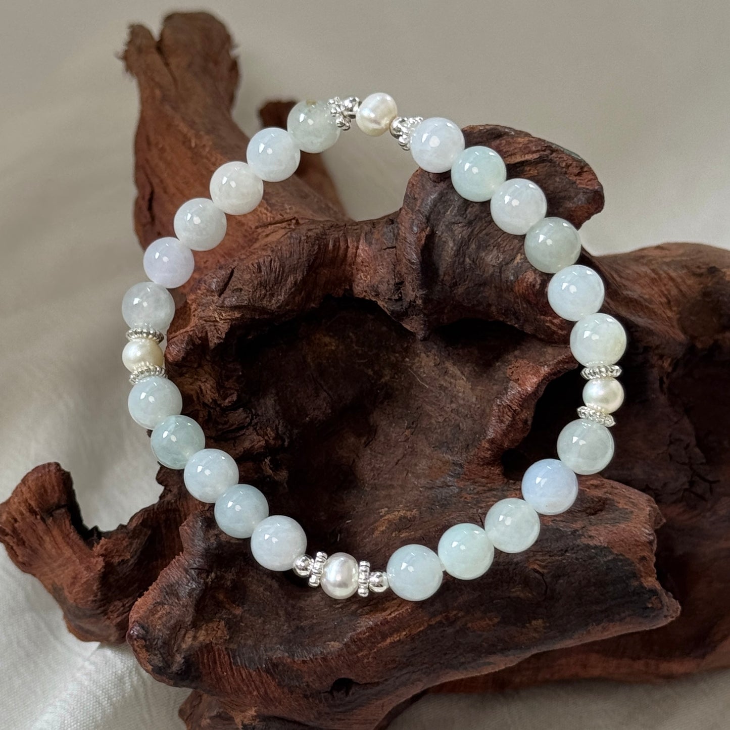 ESTUARY | Freshwater Pearl x Jadeite Bracelet