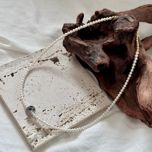 ESTUARY | Freshwater Pearl x Jadeite Doughnut Beaded Necklace