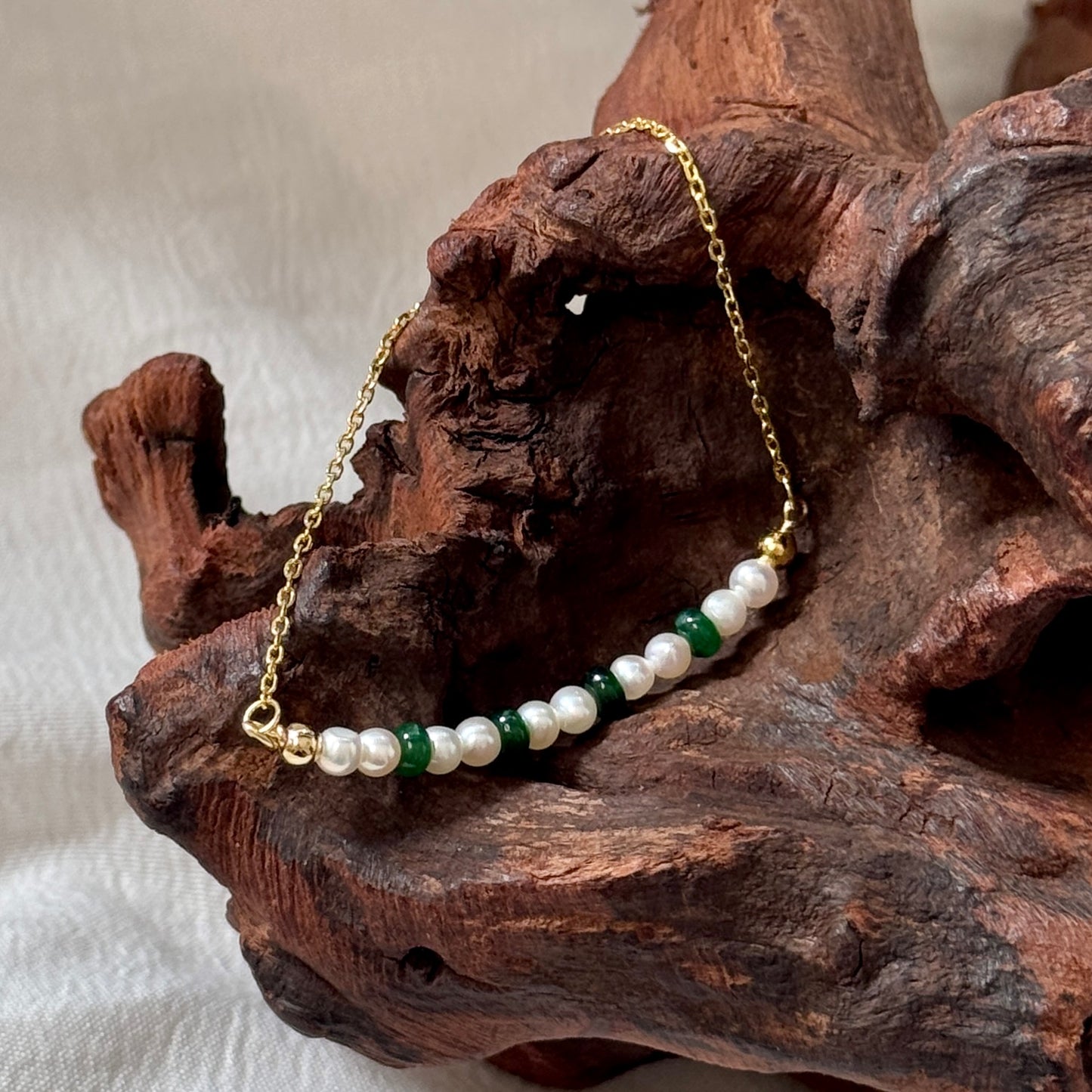 ESTUARY | Freshwater Pearl x Jadeite Accent Bracelet
