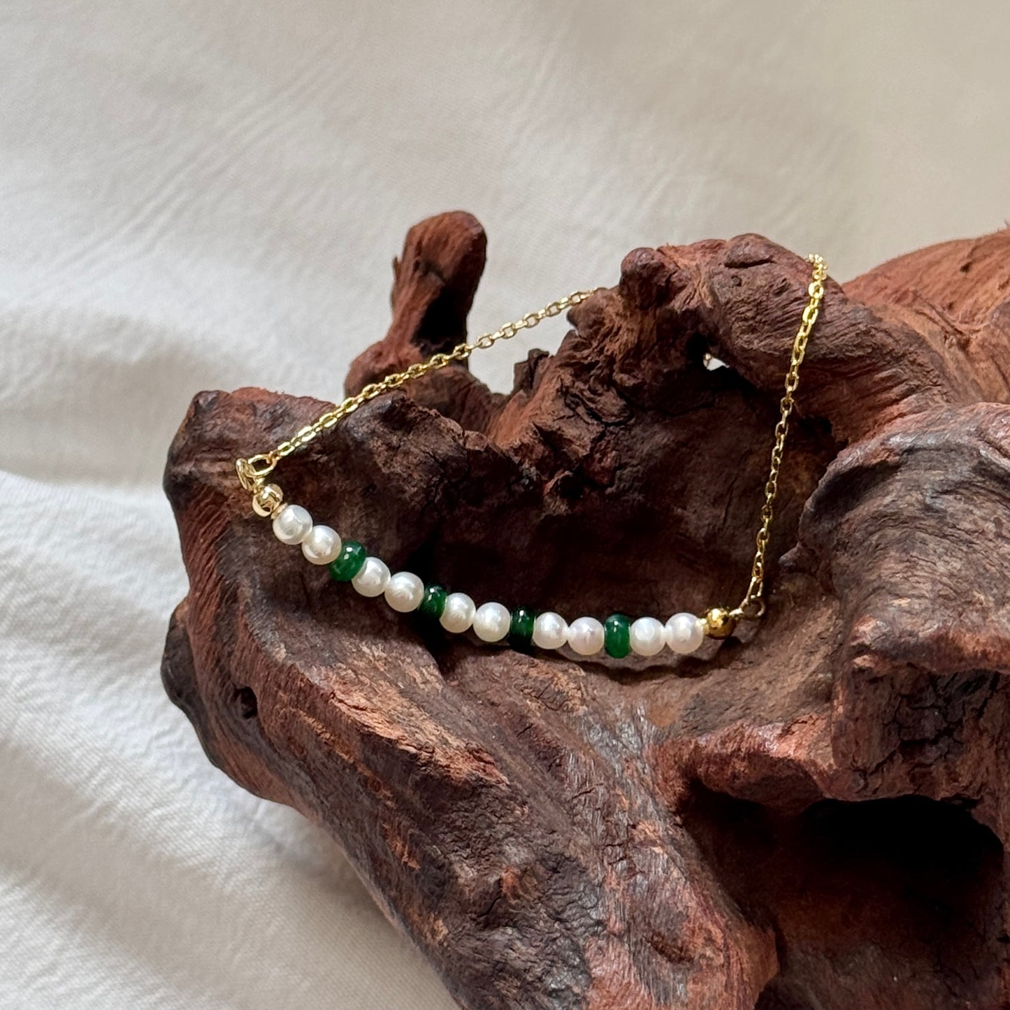 ESTUARY | Freshwater Pearl x Jadeite Accent Bracelet