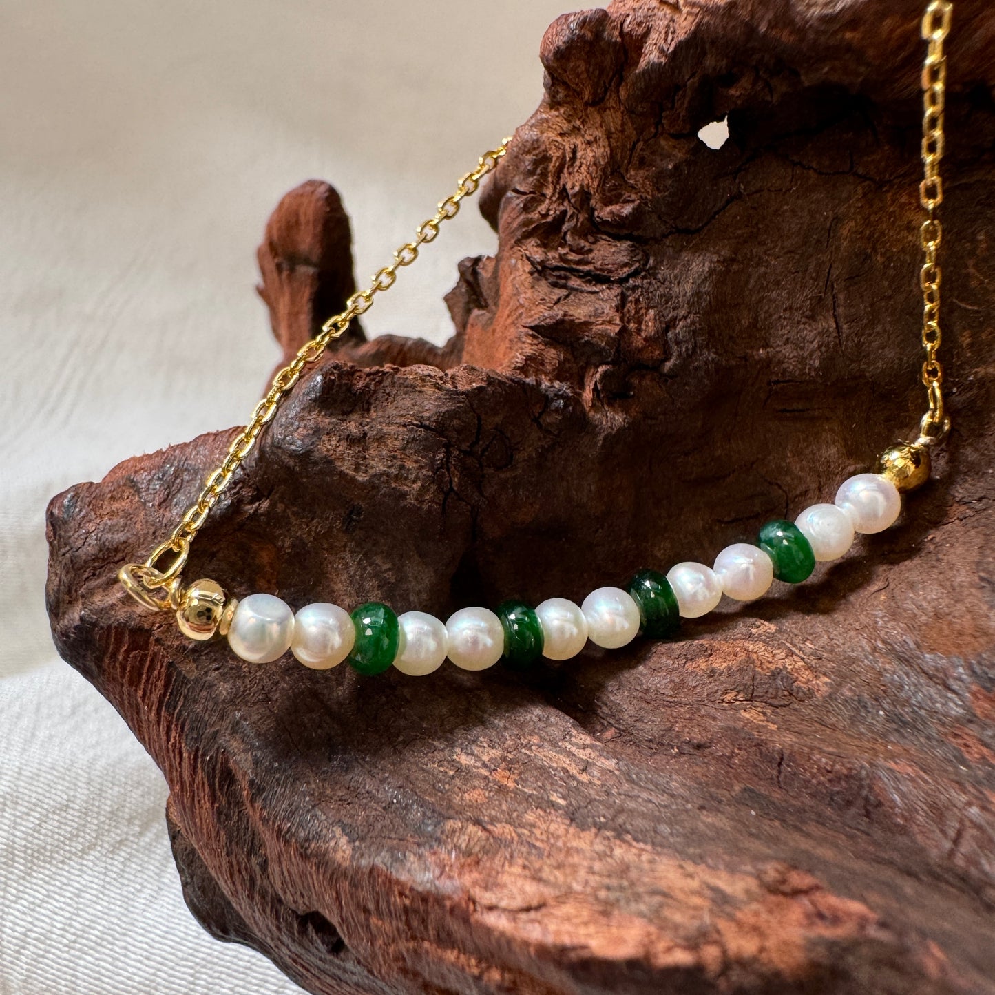 ESTUARY | Freshwater Pearl x Jadeite Accent Bracelet
