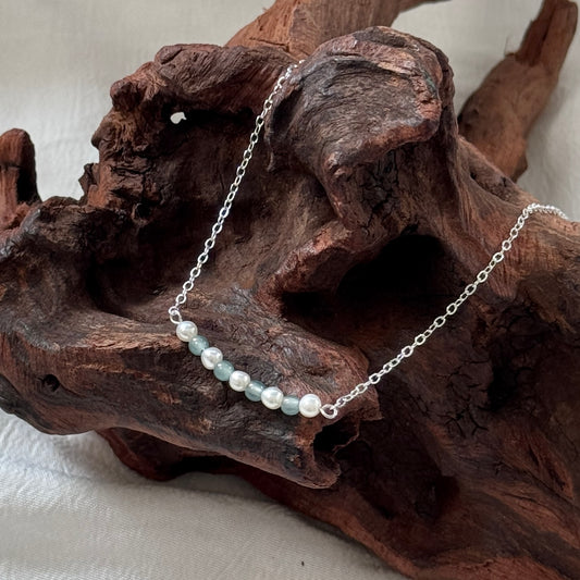 ESTUARY | Freshwater Pearl x Jadeite Dainty Beaded Necklace