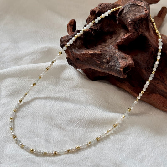 ESTUARY | Freshwater Pearl x Jadeite Beaded Necklace