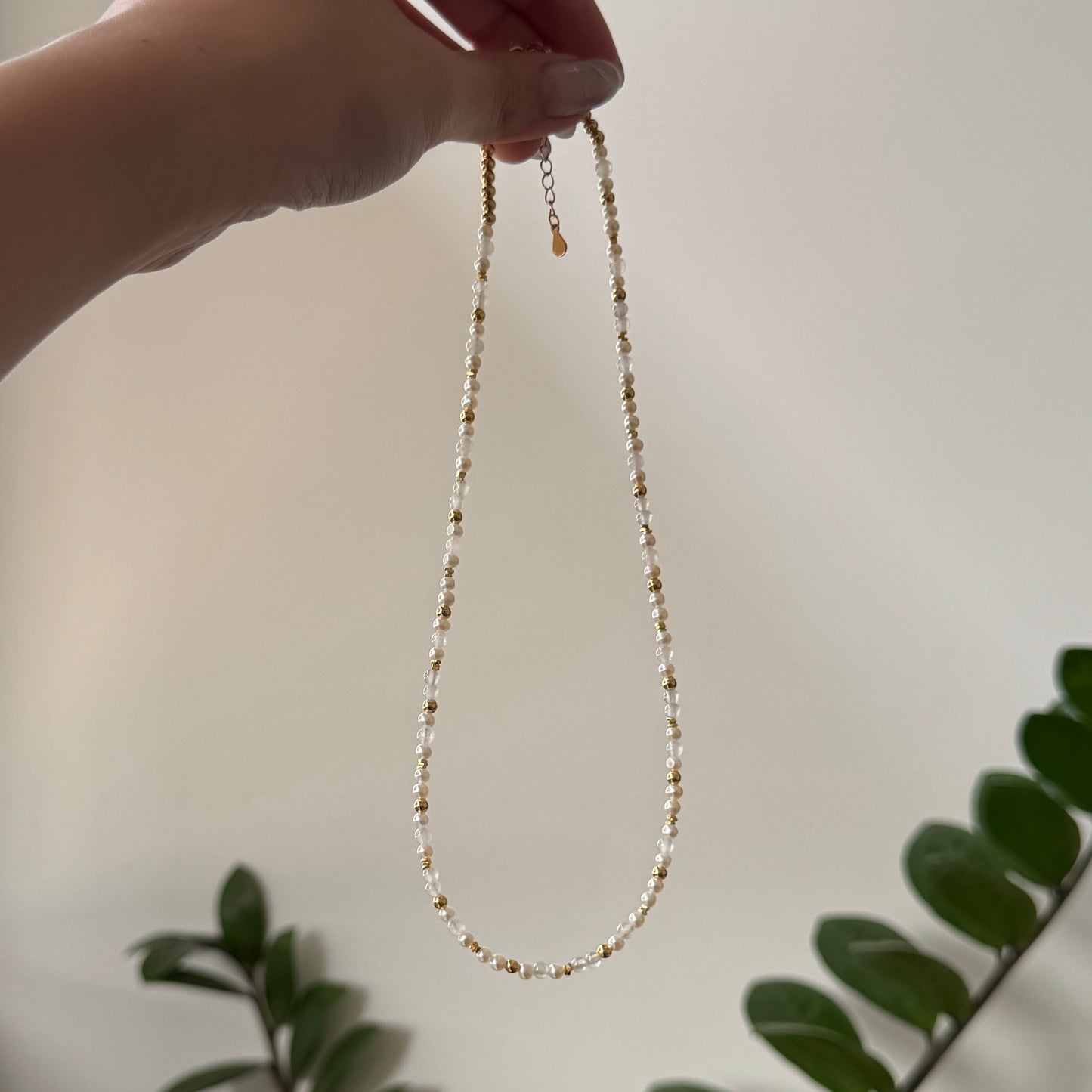 ESTUARY | Freshwater Pearl x Jadeite Beaded Necklace