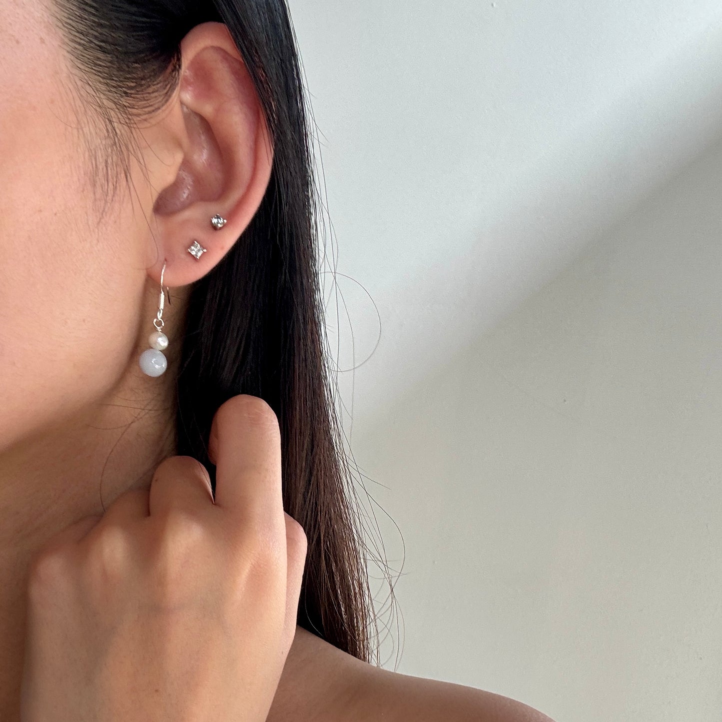 ESTUARY | Freshwater Pearl x Jadeite Earrings