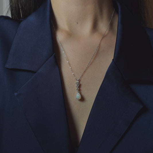 Prism Teardrop Opal Necklace