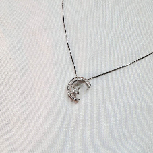 Luna Moissanite Necklace in Silver