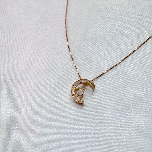 Luna Moissanite Necklace in Gold