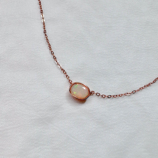 Arya Opal Necklace in Rose Gold